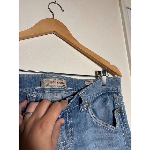 MEK Denim Ibiza Flares Jeans Size 30 Light Wash Distressed y2k contrast stitch - Picture 4 of 7
